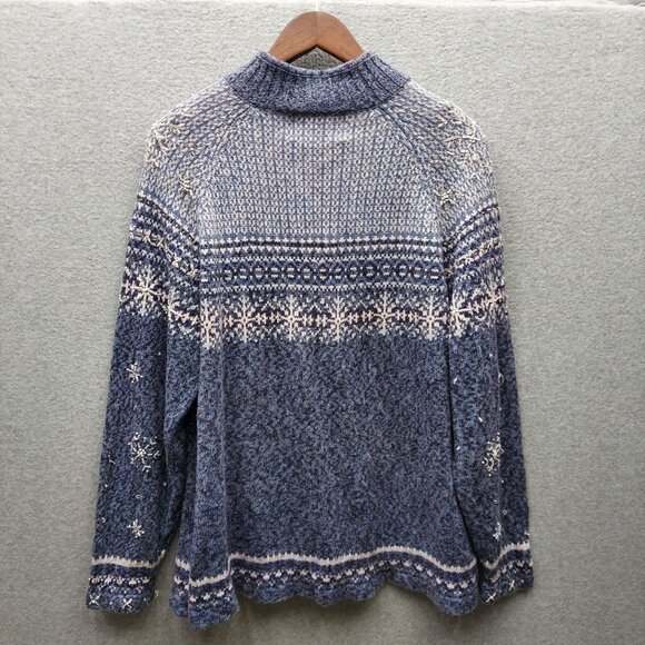 VTGTiara Womens Blue Snowflake Knit Cardigan Sweater Size 18/20 Ramie & Cotton B - Picture 2 of 3